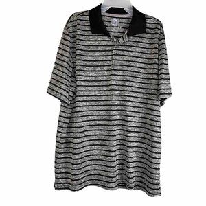 Golf America Polo Shirt Men's Size XL Grey Black Stripes Short Sleeve Sports